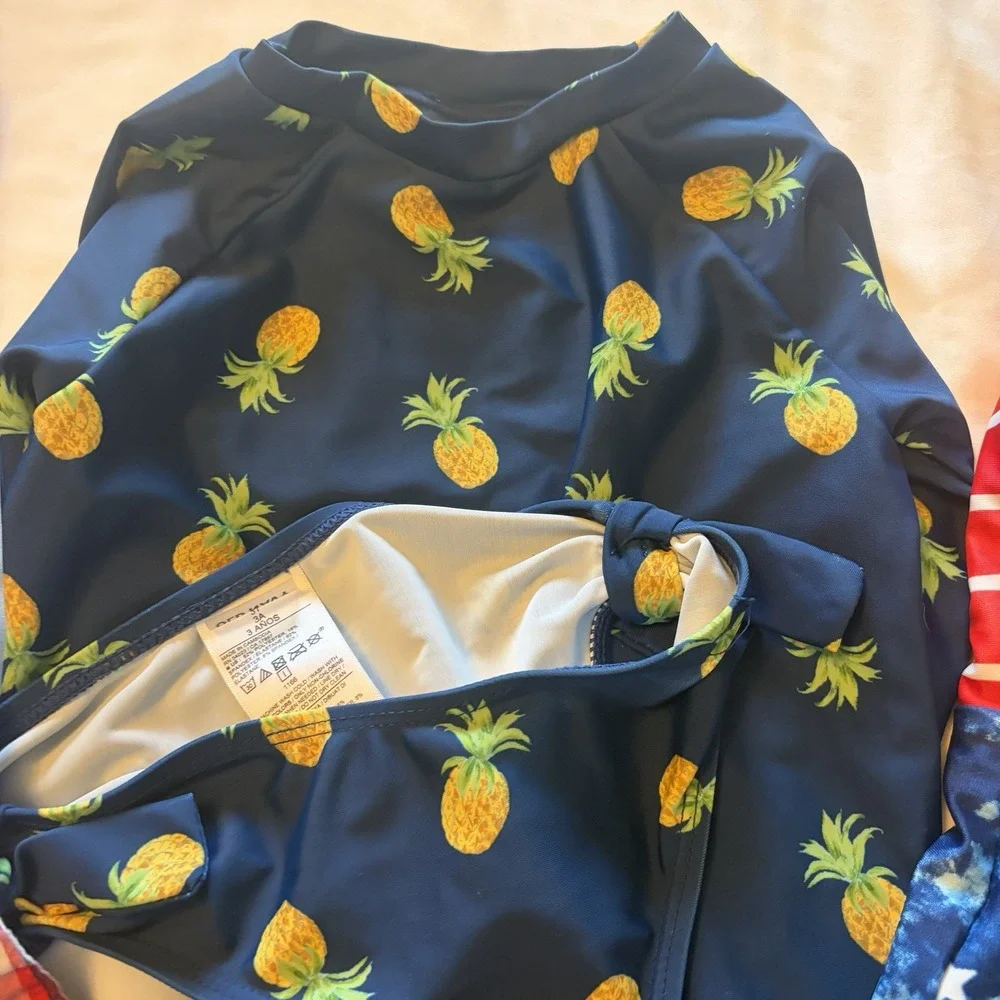 Girls Size 3 Swimwear Lot | 6 Pc Patriotic Unicorn Bikini Rash Guard +‎ Dress
